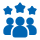 Icon of three blue figures arranged in a pyramid, symbolizing a 5 star reviews