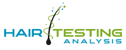 Logo of Hair Testing Analysis, featuring a stylized green hair strand and company name in dark green, symbolizing precision and eco-friendly practices in drug testing.